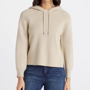 Cyrus Cream Ribbed Knit Hoodie